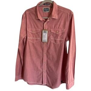 People‎ Mens NWT Rose Pink Slim Fit Cotton Western Button Down Utility Shirt 42